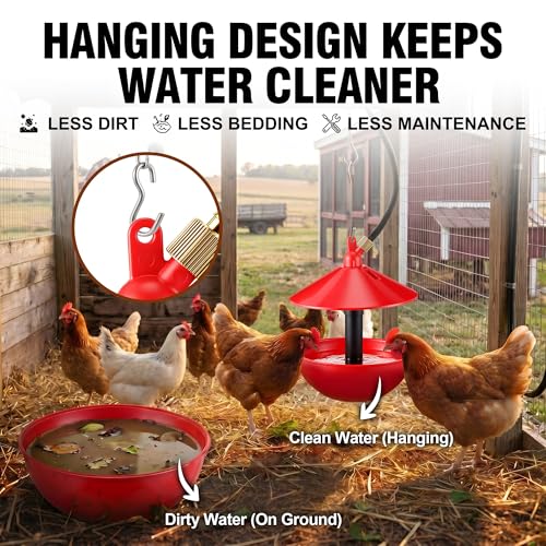 Automatic Poultry Waterer System with Tubing | Complete Watering System, Automatic Refill, Poultry Coop Supply, Easy Setup