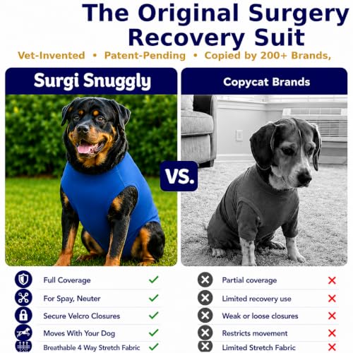 Surgi Snuggly Dog Surgery Recovery Suit, Cone Alternative, Spay/Neuter 2XLS | Dog Recovery Suit for Dogs — Veterinarian-Invented Surgical Suit & Recovery Onesie with Easy Bathroom Access After Surgery - color: Little Boy Blue, size: 2 Extra Large Small(L-