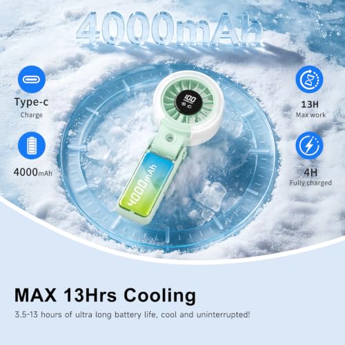 HandFan 4000mAh Handheld Turbo Misting Fan, 100 levels Adjustable High Speed Mister Fan, Portable Spray Water Mist Fans, Foldable Mini Hand Fans for Summer Beach Travel Concerts Disney(Green) - color: Green