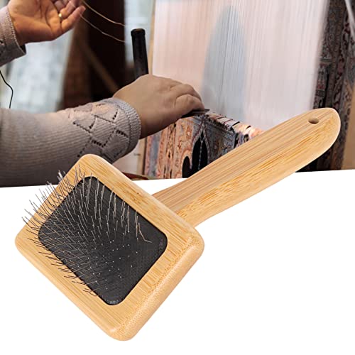 Sheepskin Wool Brush, Macrame Slicker Brush with Air Bag Cushion for Grooming and Removing Shedding (S) - size: S