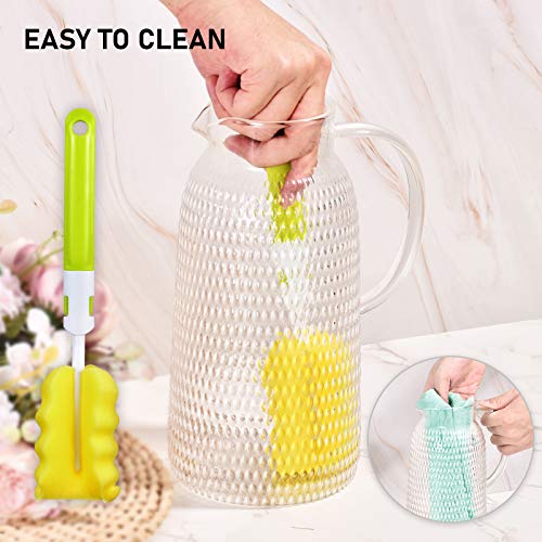 Aofmee 80oz Glass Pitcher with Lid, 2.4 Liter Water Pitcher, Glass Carafe for Cold or Hot Beverages, Sun Tea Jar, Easy Clean Heat Resistant Jug for Juice, Milk | Thickened Borosilicate Glass Iced Tea Pitcher, Drip-free Spout, Heat Resistant, Stovetop Dish