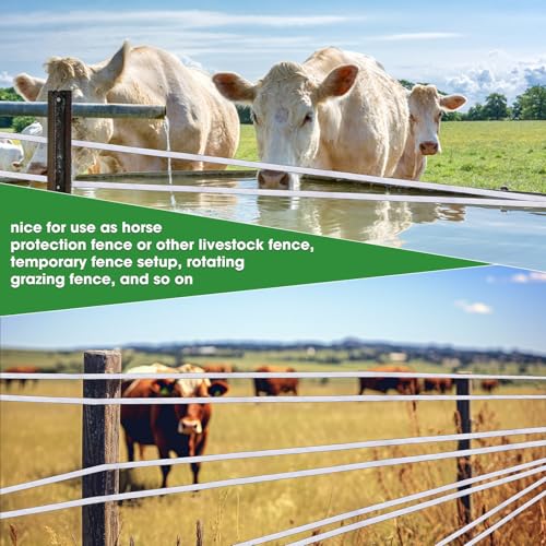 2 Rolls 500 ft x 1/2 Inch Electric Fence Polytape for Horse Livestock Cattle, High Visibility Electric Fencing Tape for Farm Temporary Horse Fence - size: 500ft X 1/2in