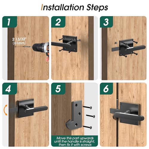 Double Sided Gate Latch, Heavy Duty Gate Latch for Wooden Fence | Black Gate Latch With Handles, Fence Gate Latch for Right Inswing Wooden Gates, Backyard, Garden - size: GL01 - Right Inswing Gate
