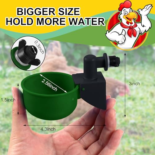 Tanlade 50 Pcs Automatic Chicken Waterer Cups Chicken Feeder for PVC Pipe Waterer Kit for Poultry Duck Goose Turkey Bunny (Green,Classic) - color: Green