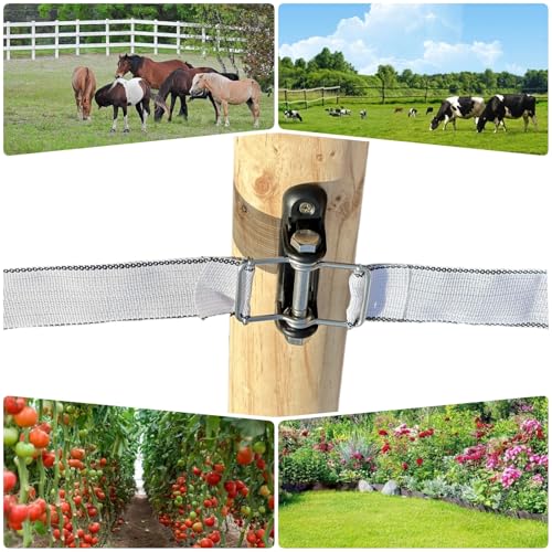 10Pcs Electric Fence Polytape Insulators Buckles for 1.7" Tape | Interlocking buckles for tautness. Impact-resistant, non-conductive. Triple anchor points. Modular for corners/ends/gates