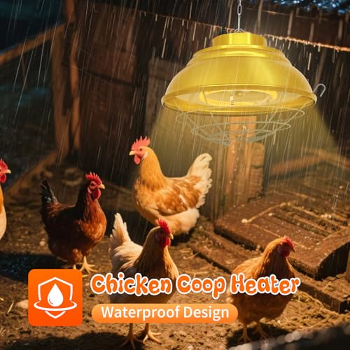 Chicken Coop Heater, 600W, Carbon Fiber Bulb, Adjustable 2-Mode | Heat Lamp for Chickens Brooder, Adjustable Hanging Height, For Chick, Puppy, Cat, Goat, Piglet