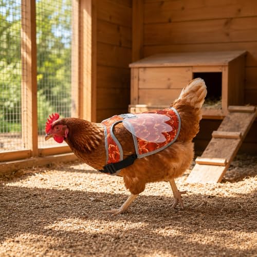 4Pcs Chicken Saddles for Hens with Detachable Wings, Waterproof Breathable Chicken Vest, Adjustable Hen Back Protector Saddle, Anti Pecking Poultry Saver for Feather Recovery