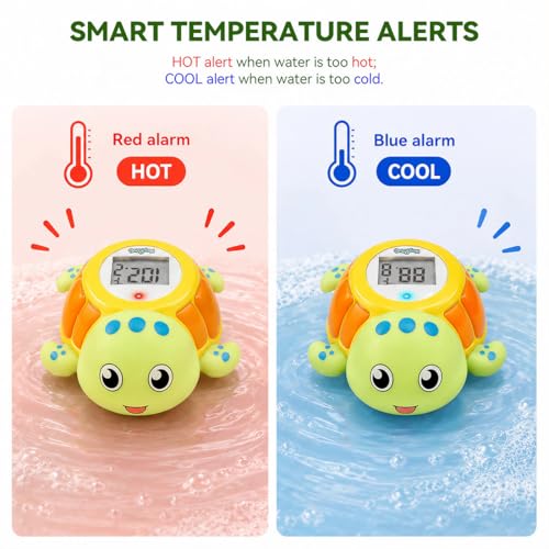 Lying Turtle Water Proof Baby Bath Thermometer for Baby Bathtub Safety | Floating Temperature Toy Water Thermometer, BPA Free, Baby Gift，New Baby Essentials，Animal Design - color: green