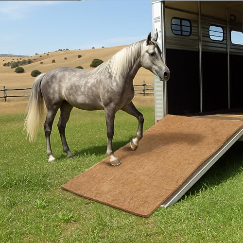Tinideya Horse Trailer Mat 4x6 ft, Natural Coconut Coir, Heavy Duty Woven Design for Horse & Livestock Trailers, Durable Flooring Padding, Easy to Clean, Indoor & Outdoor Use