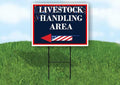 Livestock Handling Area 4Th Of July American Flag Usa Patriotic Fireworks Left Arrow Single Sided 18x24 in. Yard Road Sign w/Stand - size: Single Sided Left Arrow