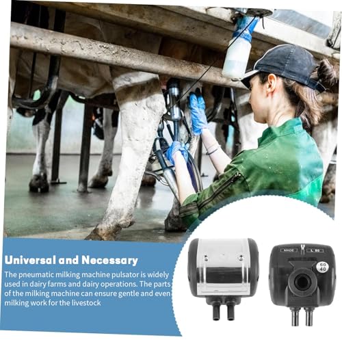 Milking Machine Pulsator,2 Exits Milking Pneumatic Pulsator,Adjustable Milker Accessories for Dairy Farms and in Milk Product Plants（L80 PA-2 Plastic Outlet)