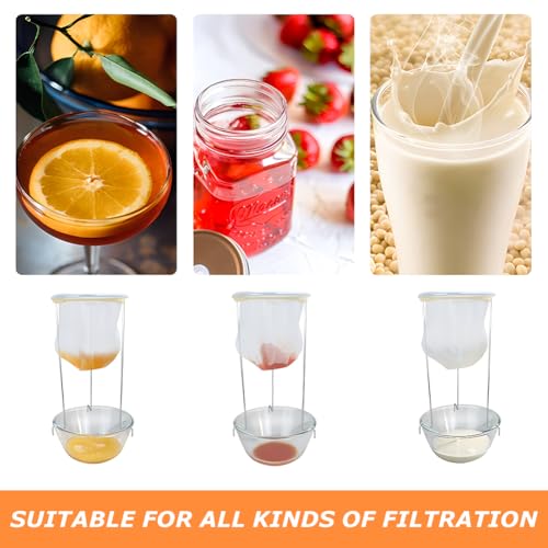 Jelly Strainer Stand with 3 Reusable Strainer Bags - Stable Sieve Stand Kit with Stainless Steel Mesh Filter Bags,Easy to Clean,for NutMilk,Juices,Ricotta Cheese,Yogurt,Broth