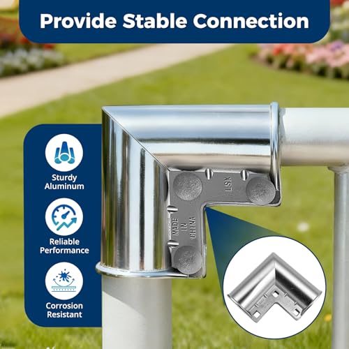 Aluminum Chain Link Fence Gate Corners for 1-3/8" x 1-3/8" OD Pipe, 90 Degree Gate Elbow Kit with Gloves, Bolts and Nuts, 8 Pack