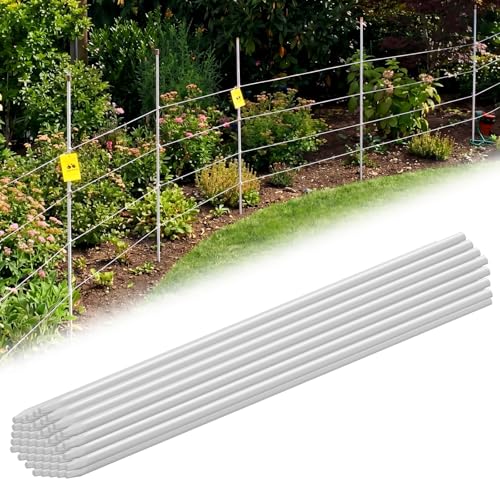 20 Pcs Fiberglass Fence Posts 3/8" x 48" White Fiberglass Rods Garden Stakes Fencing for Plants Tree Stakes DIY Projects Crafts Livestock Containment Temporary Electric Fence - size: 3/8" x 48"
