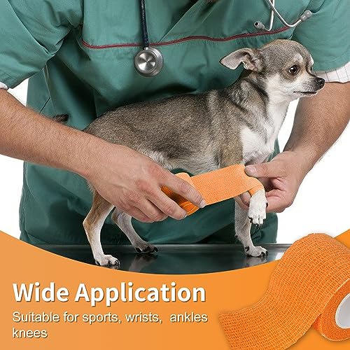 Self-Adhesive Bandages, First aid Tape for Dogs' Legs, Paws, Wounds, Horses, Cats, Birds, Animals, 9 Veterinary Bandages for pet Dogs and Horses, Wrist sprains and Swelling (Multiple Colors)