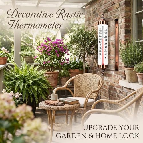 Outdoor Thermometer Waterproof, 10-Inch Decorative Outdoor Thermometer