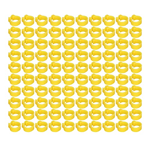 Zerodis 100PCS 8mm Leg Rings, Plastic Identification Bands for Pigeons, with Reusable Easy to Install for Poultry Dove Marking (Yellow) - color: Yellow