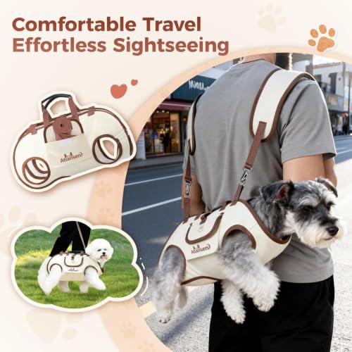 Hands Free Dog Backpack Carrier for Small Dogs Shoulder Sling Backpack | (M, 8.8-14.3lbs), Yorkie Carrier Backpack, Dog Lift Harness, Portable Breathable Pet Carrier Backpack, for Small Animals