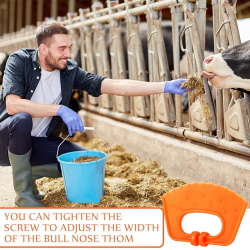 Teenyyou 20 Pcs Cow Nose Ring Plastic Orange Farm Livestock Weaning Nose Rings Cattle Halter Durable Farm Equipment Weaner Tool Cattle Supplies for Calves Calf Cow