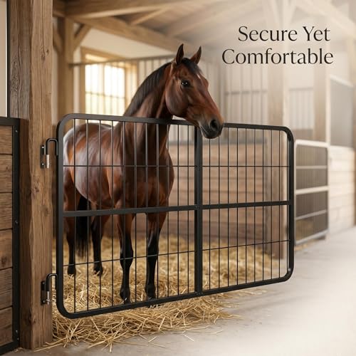 48" W×24" H Stall Guards for Horses Heavy Duty, Steel Horse Stall Gate Yoke Design Fits Private Stables, Performance Stables, Competition Stables