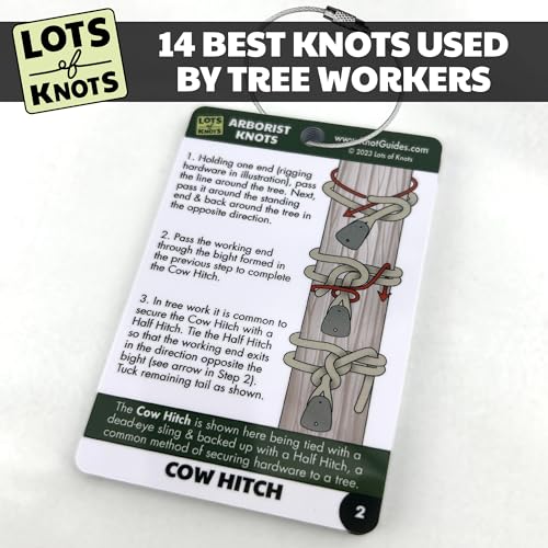 Arborist Knot Cards for Tree Climbing and Trimming by Lots of Knots | Waterproof cards with 14 essential knots for tree service equipment and tree trimming. Arborist climbing kit essentials.