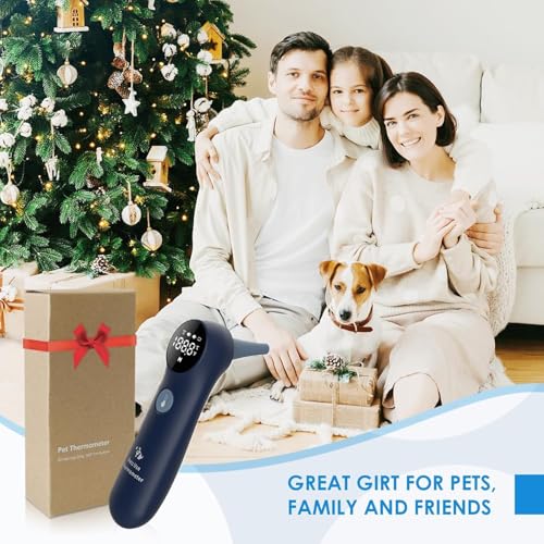 Pet Ear Thermometer for Dogs, Cats, and Livestock, Long Probe Designed, ℃/ ℉ Convert and Sound Switch Dedicated Button, 1 Second Measurement, 20 pcs Pet Swabs Included(Blue) - color: Blue