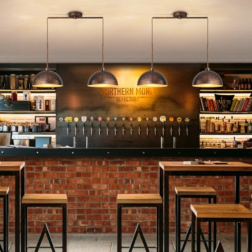 2 Light Copper Dome Pendant Lights Kitchen Island | Adjustable Height, E26 Base, Easy to Install, Farmhouse & Industrial for Dining Room Over Table Bedroom Kitchen - color: Copper-2 Lights