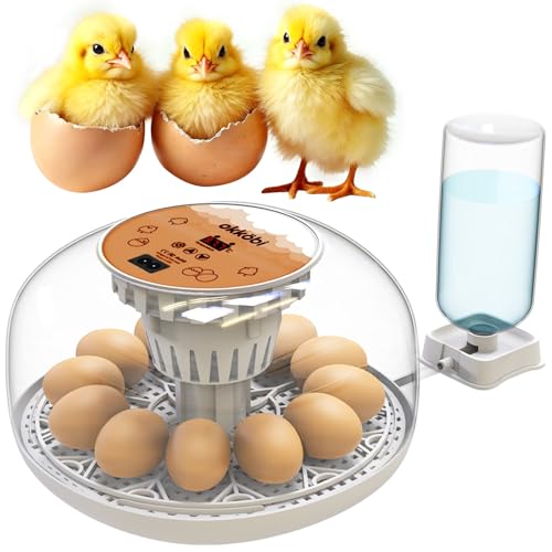Okkobi M12 Egg Incubator with Automatic Turner and Humidity Control - 12/24 Eggs, 360° View, Easy to Use and Clean - Incubadora de Huevos de Gallina - Made for US - White & Orange - color: Orange