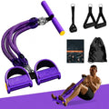 Pedal Resistance Band with Handle, Aturien Adjustable Powerful 4-Tube Elastic Bands for Exercise, Multifunctional Foot Pedal Puller, Home Workout Equipment for Legs Arms Abs - color: Light Purple