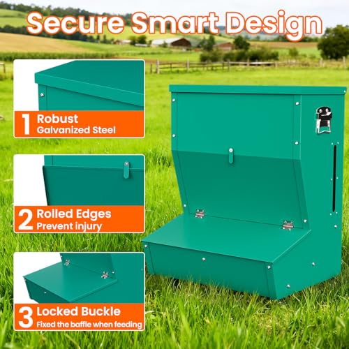 Hog Feeder for Pigs, 2 Door Heavy Duty Pig Feeder with Rainproof Lid, Self Feeder for Outdoor Use on Hog Farm, Homestead, or Pasture - size: 2 Door