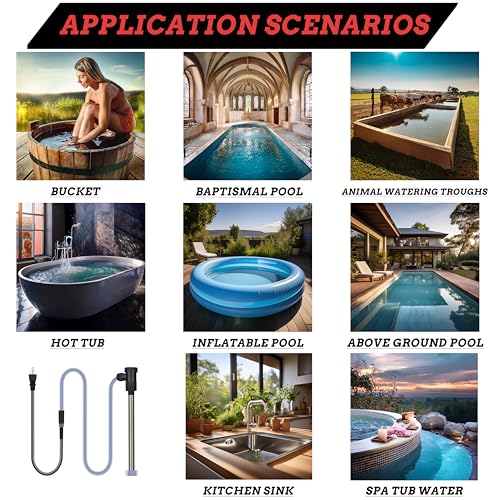 3500W 240V Immersion Water Heater with WiFi Timer & Temp Control – Portable Submersible Heater for Hot Tub, Baptistry, Inflatable Pool, Baptismal Pool, Spa, Above-Ground Pool & Bathtub