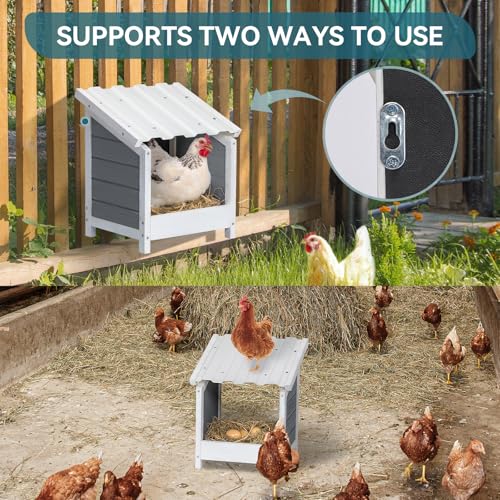 PETSFIT 1 Hole Chicken Nesting Box, PVC Waterproof Roof, Privacy Cover | Wall Mounted or Floor Use, Natural Fir Wood, Easy to Assemble and Clean, For Backyard Coops and Farms, Fits Standard Hens - size: 1 Holes