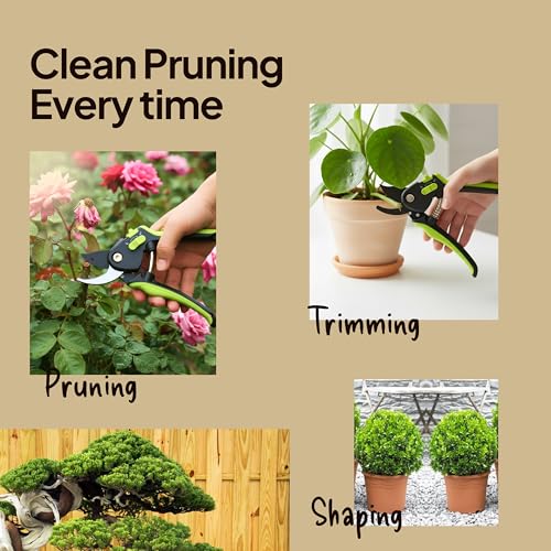 8.5" Professional Pruning Shears, Garden Clippers - Cuts 3X Easier Sharp Japanese Blade, Arthritis Friendly Garden Scissors for Seniors, Bonsai Cutters