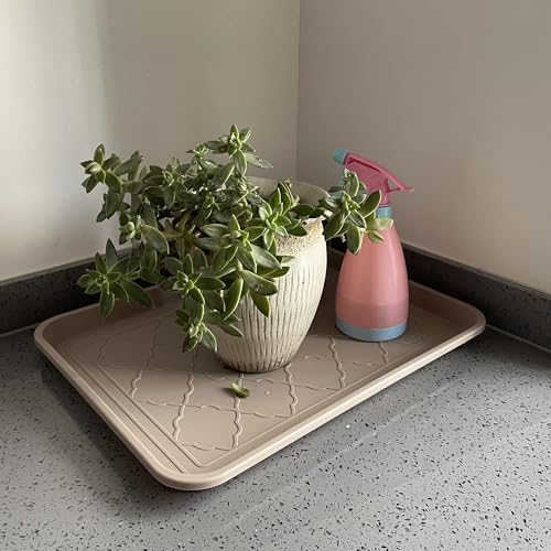 PetLike Boot Tray for Entryway Indoor, Pet Food Mat, 16.7 x 12.8 inch 2 Packs, Waterproof Shoe Tray for Indoor and Outdoor, Multi-Purpose Trays for Boots, Shoes, Pets, Garden - color: Tan, size: 16.7x12.8 INCH
