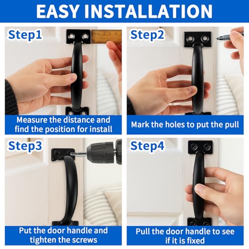 6-1/2" Pulls Gate Handle Black Handle Metal Handle Gate Pull Handle Shed Door Handle Fence Gate Handles for Wooden Fences Outdoor & Kitchen Furniture Hardware 4PCS - size: 4 Pack 6-1/2 Inch Black