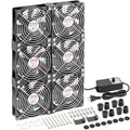 Wathai 120mm x 6 Small Box Computer Fan with AC 110V 240V Speed Controller | Dual Ball with Variable Speed Controller for Server Rack, Greenhouse, Basement, Window Exhaust Cooling Ventilation - style: 6x120mm fan