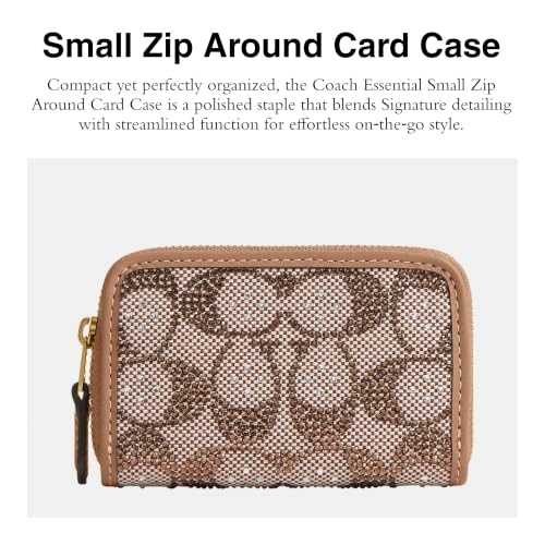 Coach Women's Crystal Signature Jacquard Essential Small Card Case, Mushroom, One Size - color: Mushroom, size: One Size