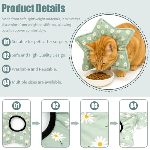 2 Pack Star Soft Cat Cone, Adjustable Floral Recovery Collar for Cats & Kittens, Comfortable Elizabethan E-Collar for After Surgery & Wound Healing（S） - size: S