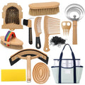 Horse Grooming Kit for Bathing, 13Pcs Horse-Brush Set with Mesh Bag, Shower Brushes, Braiding and Curry Comb, Sweat Scraper, Hoof Pick, Shedding Massaging Tool Supplies for Riders Beginners - size: 13 Count (Pack of 1)