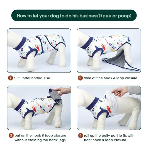 Kuoser Recovery Suit for Dogs Cats, Soft Dog Surgery Suit Female Male Spay | Professional Dog Onesie for Surgery, Substitute E-Collar & Cone, Prevent Licking Dog surgical suit Pet Neuter Suit - color: ColorPlane, size: X-small (Back:8.3-11.4'', Weight:4-7