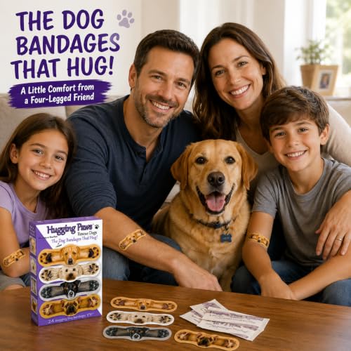 Hugging Paws Bandages from Hug-a-BooBoo, Adorable Dog Bandages that Hug! Fun Novelty Wound Wraps Feature Paintings of Actual Rescue Dogs! Great Dog Lover Gift! French Bulldog, Poodle, Lab, Mix 24 Ct - size: 24ct, style: Dogs