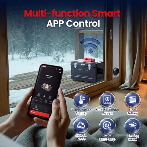 8KW Diesel Heater, 5L Toolbox Compact 2S Portable Diesel Air Heater 110V/12/24V All in One Fast Heating with App Control, Altitude Mode and no tick for RV Garage Camper
