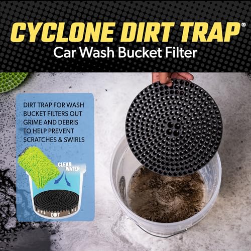 Chemical Guys, Cyclone Dirt Trap Car Wash Bucket Insert, 12 inch, Black | Drop-in filter traps dirt and grit at the bottom of the bucket to keep wash water cleaner and reduce swirls - color: Black, size: 12" Diameter