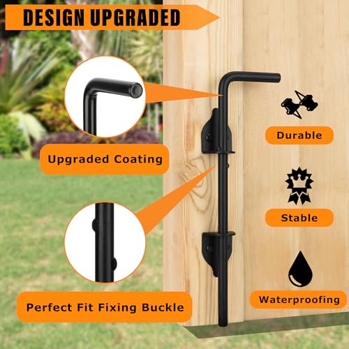 12" Heavy Duty Cane Bolt Gate Drop Rod-Steel Gate Ground Latch Designed for Wood Metal Vinyl Gates or Double Doors Fence Applications - size: 12 Inch-1 Pack