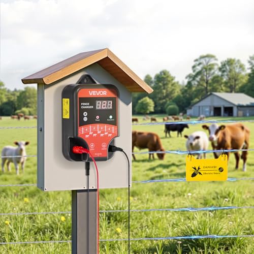 VEVOR Electric Fence Charger, 10kV 3J, AC DC Electric Fence Energizer with LED Indicator, 1.86 Miles Range, Powerful Plug-in Fences Charger, Prevents Wild Animals Intrusion for Livestock Poultry - style: 3J
