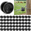 50 Pack Corner Post Electric Fence Insulators, Durable | Black Circular Ring Farm Fence Polywire Insulator, Plastic Donut Corner Polyrope Insulators for Post Wire Fence