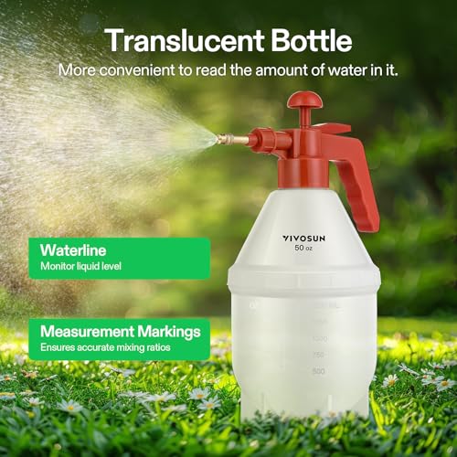 VIVOSUN 50oz Pump Sprayer, Handheld Garden Water Sprayer Bottle (Pack of 2) - color: Red, size: 50oz (Pack of 2)