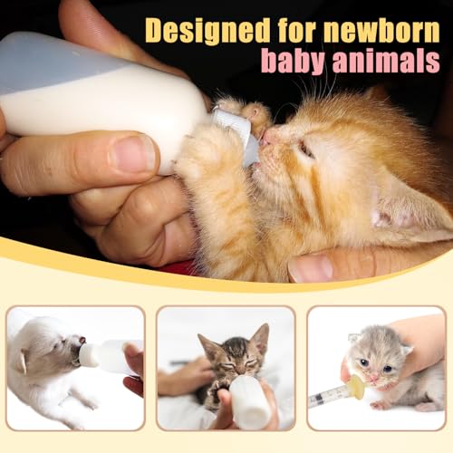 Pet Feeding Bottle and Syringes with Nipples for Small Cat Dog Animals (Model 2) - size: model2