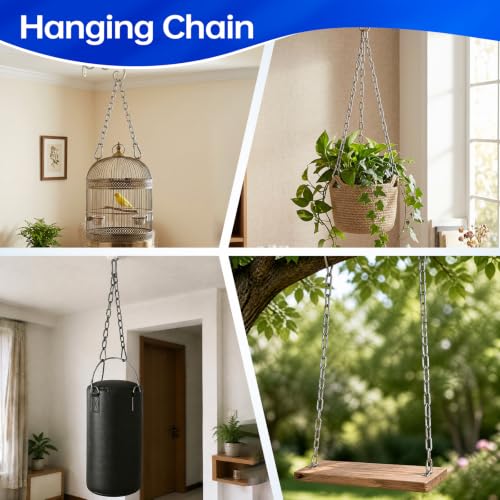 2 Pack Stainless Steel Gate Chain Lock, 5/32" x 28" Latch with Carabiners | Premium Gate Latch for Horse, Goat, Cattle, Pet & Outdoor Fence. Double End Carabiners for Secure & Easy Fasten