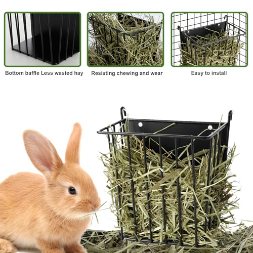 LUAVIARU Upgrades 4pcs Hay Feeder Rabbit - Guinea Pig - Metal Frame Hay Rack with Adjustable Hook - Less Wasted - for Guinea Pig, Bunny, Chinchilla Cage Accessories - Bunny Feeder - size: 4 Pack